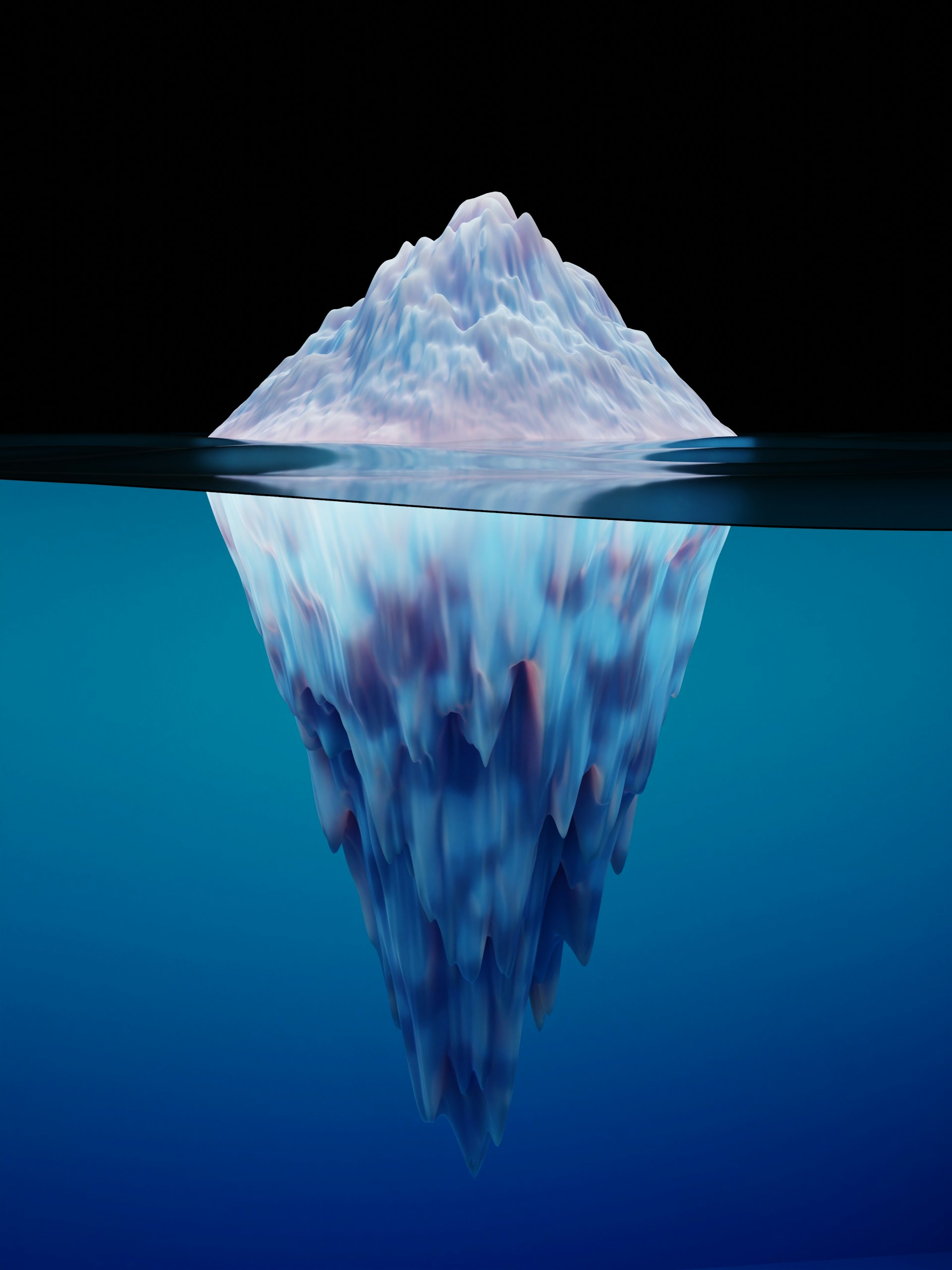 iceberg seen from above and below the waterline.